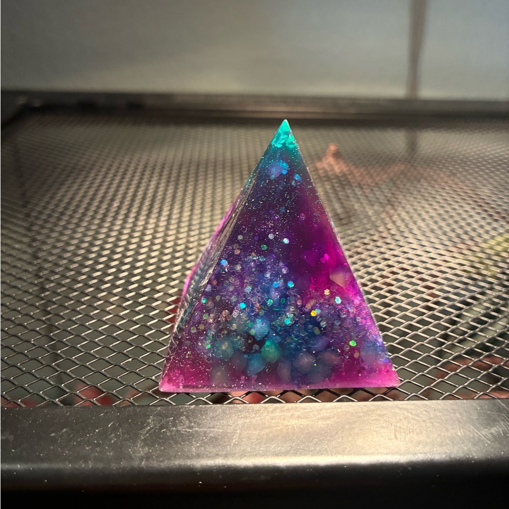 Multicolor Pyramid Resin Art Piece